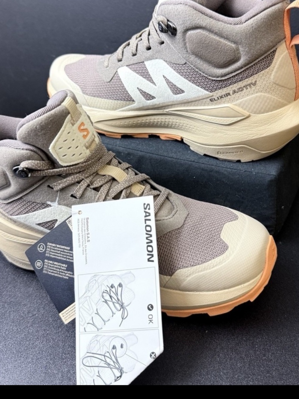 Salomon Women’s Athletic Shoes Taupe Beige Peach - Picture 3 of 13